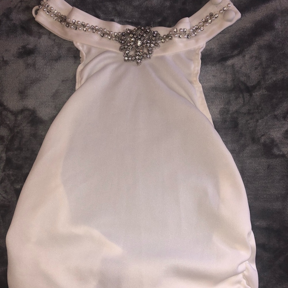 White rhinestone crop top